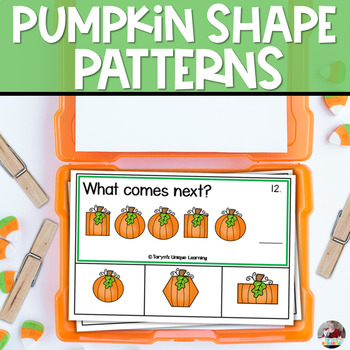 Preview of Pumpkin Patterns | Math Task Cards | Fall Math Center | Halloween Math