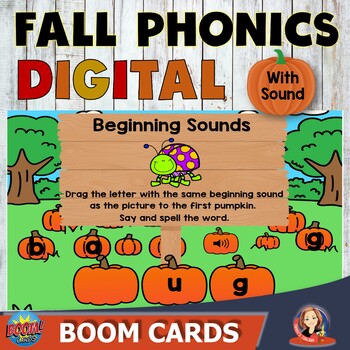 Preview of Fall Pumpkin Activities for Consonant Sounds Digital Boom Task Cards