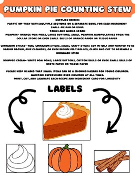 Preview of Pumpkin Pie Counting Stew 1-10 plus fill in sheet