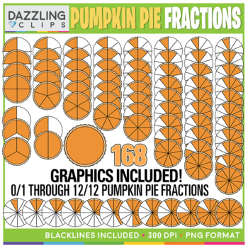 Preview of Pumpkin Pie Fractions Clip Art - 156 Illustrations!