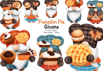 Preview of Pumpkin Pie Gnome Clipart.