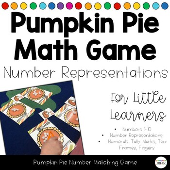 Preview of Pumpkin Pie Number Representations Game | November Thanksgiving | Math 1-10