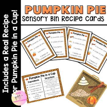 Preview of Pumpkin Pie Recipe Cards: Sensory Bin Counting Activity for PreK, Kindergarten