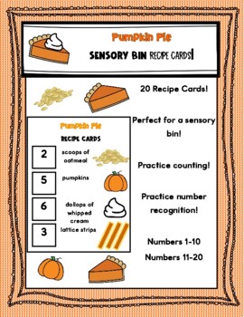 Preview of Pumpkin Pie Sensory Bin Recipe Cards