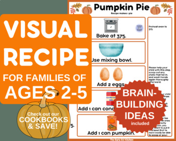 Preview of Pumpkin Pie Visual Recipe for Toddlers, Simple Preschool Homeschool Activity