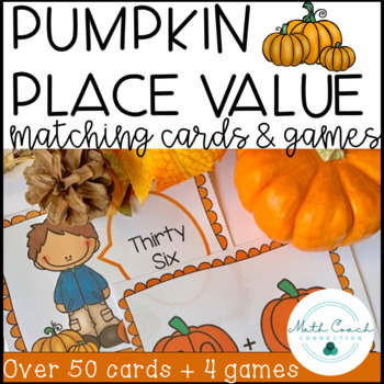 Preview of Pumpkin Place Value Cards | Kindergarten 1st Grade 2nd Grade Math | Fall Math