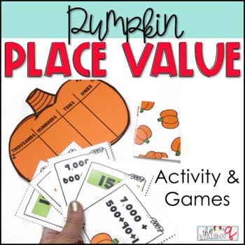 Preview of Pumpkin Place Value Math Game for Fall 2nd 3rd Grade