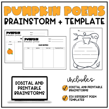 Preview of Pumpkin Poems - Brainstorm and Poem Templates DIGITAL and PRINTABLE