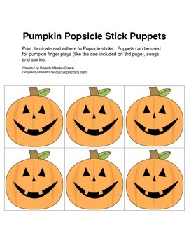 Preview of Halloween Pumpkin Popsicle Stick Puppets