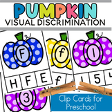 Pumpkin Preschool Visual Discrimination Clip Cards with Le