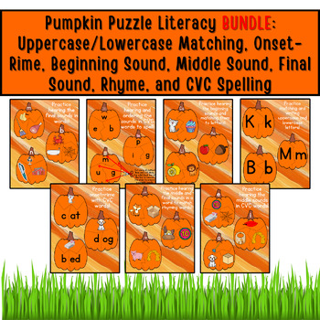 Preview of Pumpkin Puzzles 7 Product BUNDLE: Phonics/Phonological Awareness Fall Halloween