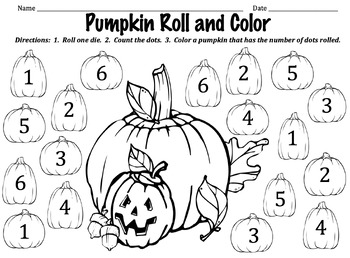 Pumpkin Roll and Color - A Halloween / October Math Activity to ...