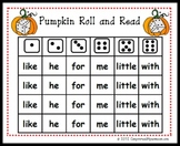 Pumpkin Roll and Read Sight Word Center Game