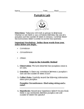 Preview of Pumpkin Science Lab