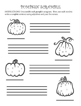 Preview of Pumpkin Scramble - Fall Activity Handout