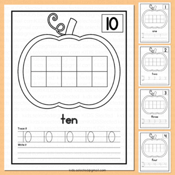 Preview of Pumpkin Seed Counting Mats Fall Ten Frame Numbers 1-10 Math Activities Pre K