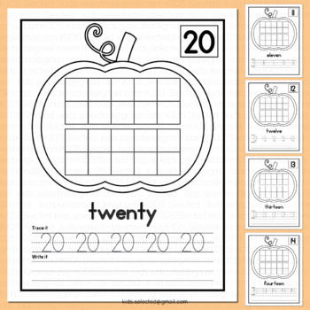 Preview of Pumpkin Seed Counting Mats Fall Ten Frame Numbers 1-20 Math Activities Pre K