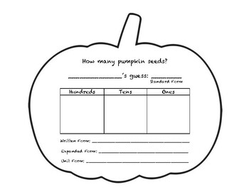Preview of Pumpkin Seed Place Value Activity