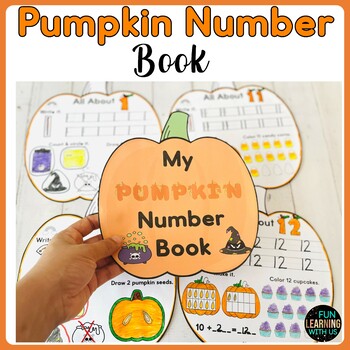 Preview of Pumpkin Shape Book Autumn Number Practice Book | Fall Math Worksheets