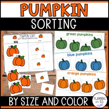 Preview of Pumpkins Sorting By Size and Color | Sorting Mats and Worksheets