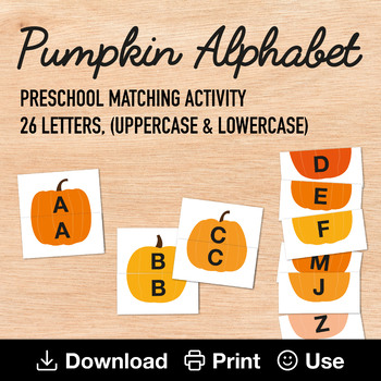 Pumpkin Spice Alphabet, Preschool Matching Activity, Learn the 26 ...