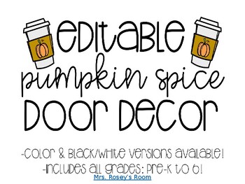 Preview of Pumpkin Spice Bulletin Board/Door Decor - EDITABLE