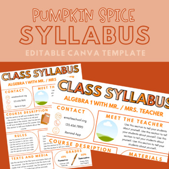 Preview of Pumpkin Spice Class Syllabus Template