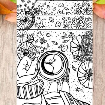 Preview of Pumpkin Spice Latte Coloring Book Page For Teens and Adults