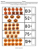 Pumpkin Subtraction No-prep Halloween Worksheet