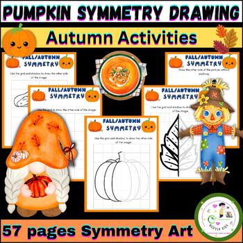 Preview of Pumpkin Symmetry Drawing | Drawing Symmetry Art Activity