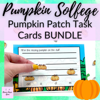 Preview of Pumpkin Task Cards BUNDLE // Fall solfege centers activity for elementary music