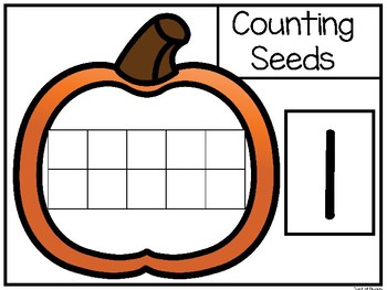Preview of Pumpkin Ten Frame Seed Counting. Numbers 1-10. Preschool-Kindergarten Math.