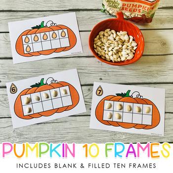 Preview of Pumpkin Ten Frames - Counting Pumpkin Seeds - Fall or October Activities