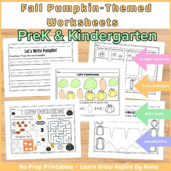 Pumpkin themed worksheets for Prek and kindergarten. 