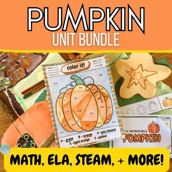 Preview of Pumpkin Themed Unit for Elementary - Math, ELA, STEAM, and More!