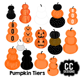 Preview of Pumpkin Tiers Digital Clip Art Illustration Halloween Art