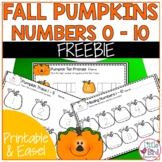 Autumn Numbers Worksheets 1-10 Freebie | Pumpkin Trace, Write, Count | Inc Easel