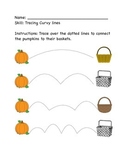 Pumpkin Tracing Worksheet for Pre-K or K