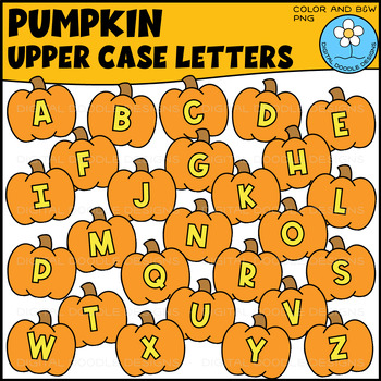 Pumpkin Upper Case Letter Tiles Clipart by Digital Doodle Designs