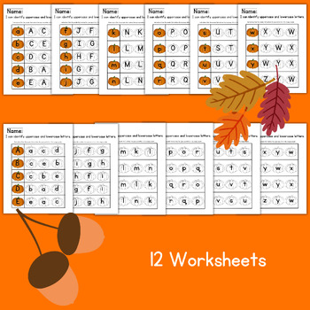 Pumpkin Upper & Lower Case Match & Worksheet for Preschool, PreK ...
