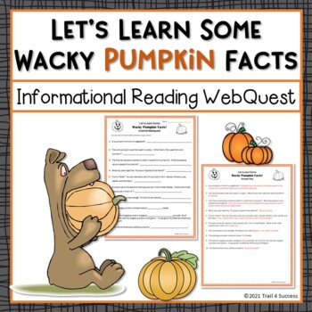 Preview of Wacky Pumpkin Facts Worksheet Internet Scavenger Hunt Research Activity