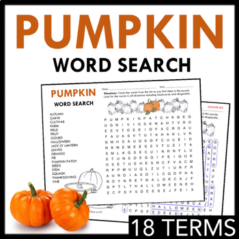 Pumpkin Word Search Puzzle: Fun Worksheet Activity for the Fall Season ...