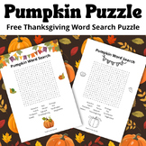 Pumpkin Word Search Puzzle | Thanksgiving Activities | Fre