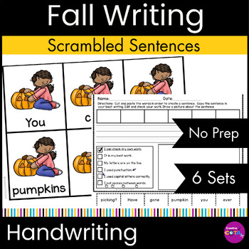 Preview of Occupational Therapy Fall Scrambled Build a Sentence Writing Activities