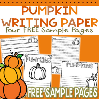 Preview of Pumpkin Writing Paper | Pumpkin Differentiated Lined Writing Paper FREE SAMPLE