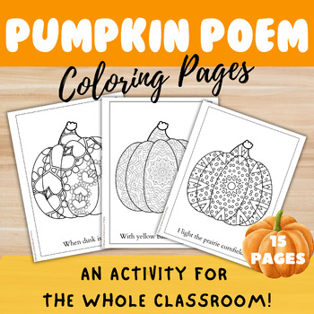 Preview of Pumpkin Zentangle Coloring Pages I Pumpkin Poem I Coloring I Group Activity