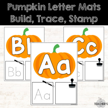 Pumpkin letter mats-build, trace, and stamp by The Teacher's Pet