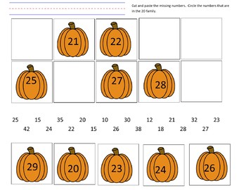 Preview of Pumpkin missing numbers