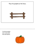 Pumpkin themed Positional Cards preschool learning activit