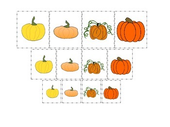 Preview of Pumpkin themed Size Sorting preschool learning activity.  Educational game.